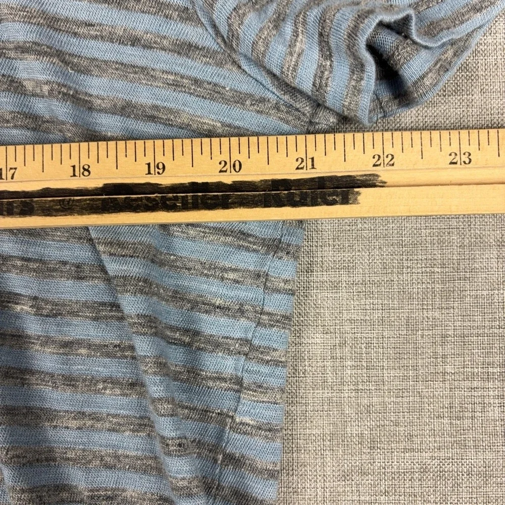 Vince Polo Shirt Mens Large Blue Grey Striped Lightweight Short Sleeve